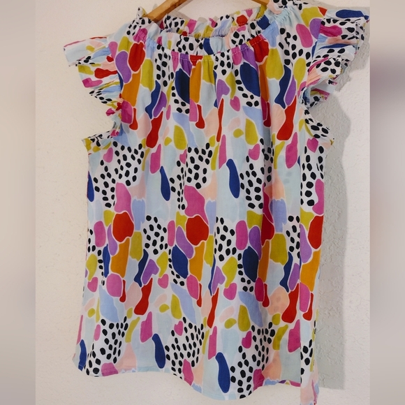 THML Multicolor Ruffle Sleeve Blouse - Picture 5 of 7